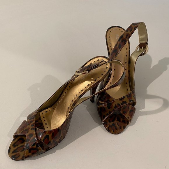 🎉Host Pick 🎉 BCBGirls Leopard Print Peep Toe Stiletto Heeled Sandal Size 9.5 - Picture 2 of 11